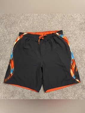 The Nike LG Men's Flare Stripe Splice Volley Swim Trunks